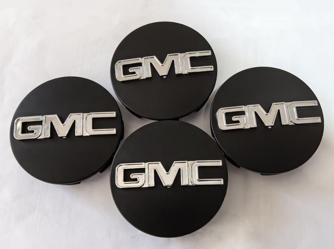 GMC Solid Logo Wheel Center Cap Overlay Decals - 3 Inch, Choose Your Colors (5 Pack)