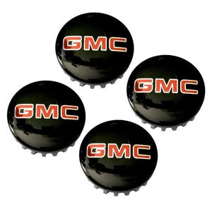 Jeu de 4 enjoliveurs de centre de roue GMC en aluminium noir brillant de 83 mm (3,25 po.) Pièce n° 22837060 pour Sierra Yukon et Denali