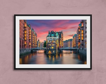 Impresión de Hamburgo Speicherstadt / Arte de la pared de Alemania / Fotografía original