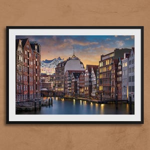 Hamburg Nikolaifleet Art Print | Hamburg Travel Poster, Hamburg Wall Art, Hamburg original photo, Hamburg Sunset, Elbphilharmonie print