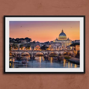 Rome Sunset Art Print | Rome Travel Poster, Italy Wall Art, Italy original landscape photo, Rome St Peter Basilica, Travel Art, Italy Gift