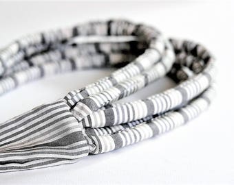 Minimalist necklace, textile necklace grey, layered necklace, statement necklace, gift for her - Handmade textile jewelry OOAK ready to ship