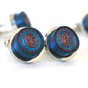 Cufflinks unisex, textile cuff links, fabric cuff links blue, cuff links navy, Christmas gift for men and woman, accessory for men and women image 3