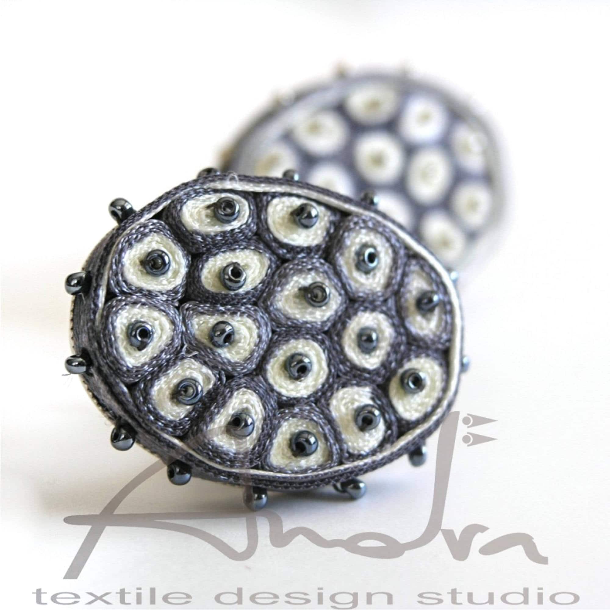 Minimalist Fabric Ring Grey, Textile Ring Adjustable, Fabric Ring ...