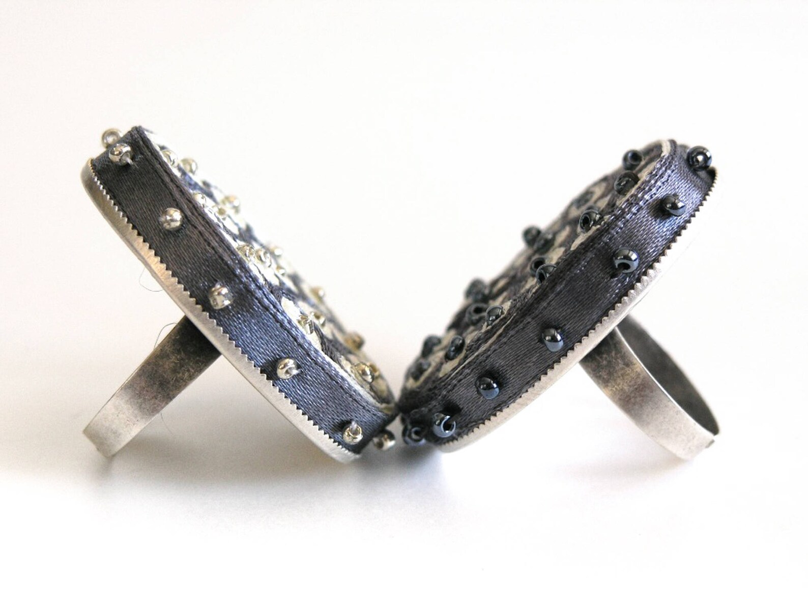 Minimalist Fabric Ring Grey, Textile Ring Adjustable, Fabric Ring ...