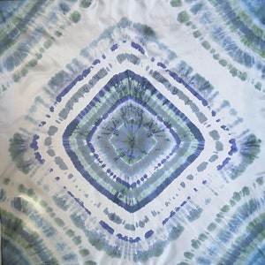Silk scarf blue green, shibori scarf, square silk scarf tie dye, gift for woman, gift for her - Handpainted silk accessory ready to ship