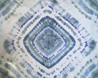 Silk scarf blue green, shibori scarf, square silk scarf tie dye, gift for woman, gift for her - Handpainted silk accessory ready to ship