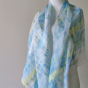 Hand painted silk scarf blue, shibori scarf blue, huge square silk scarf, personalized gift for woman, silk accessory, abstract silk scarf