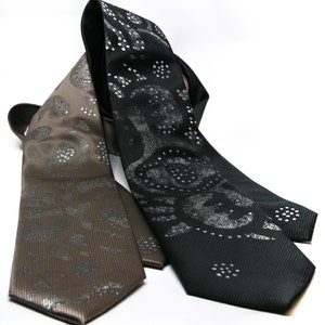 Brown hand painted necktie, abstract design black neck tie for man, gift for man, gift for husband, gift for dad, fiber art accessory ooak