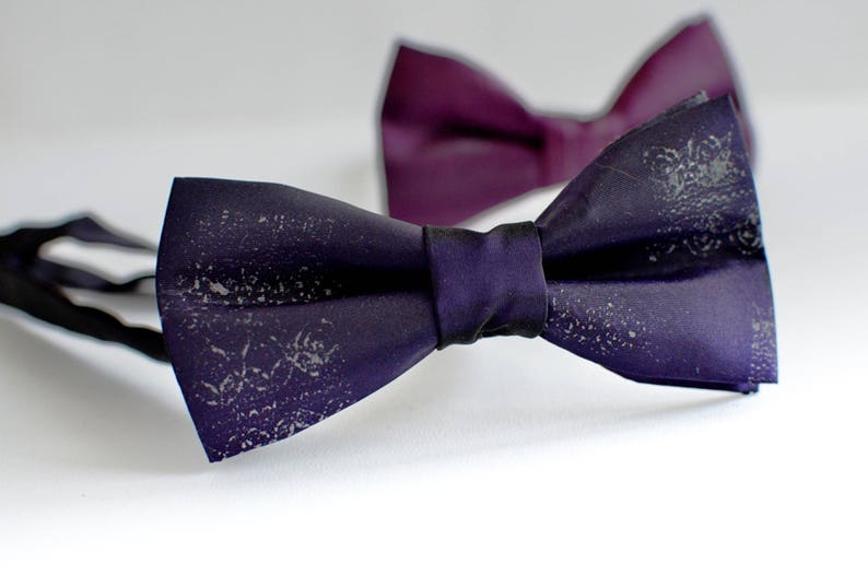 Bow tie prettied, purple bow ties for man, pink bowtie printed, gift for men, Christmas gift for boyfriend Men accessories ooak image 1