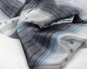 Hand painted silk shawl gray, custom long silk scarf gray, personalized gift for woman, gift for her, silk wrap for beach, silk  accessory