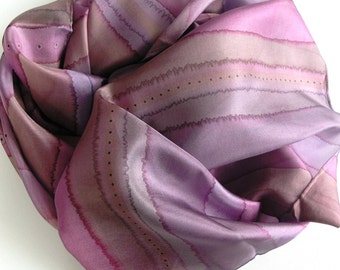 Mother's day gift, handpainted silk shawl mauve, long silk shawl, personalized gift for mother, gift for mom - Hand painted silk accessory