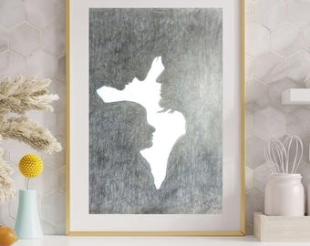 Silhouette Illusion Kunst | Familien Gesichter, Verborgen in den Schatten