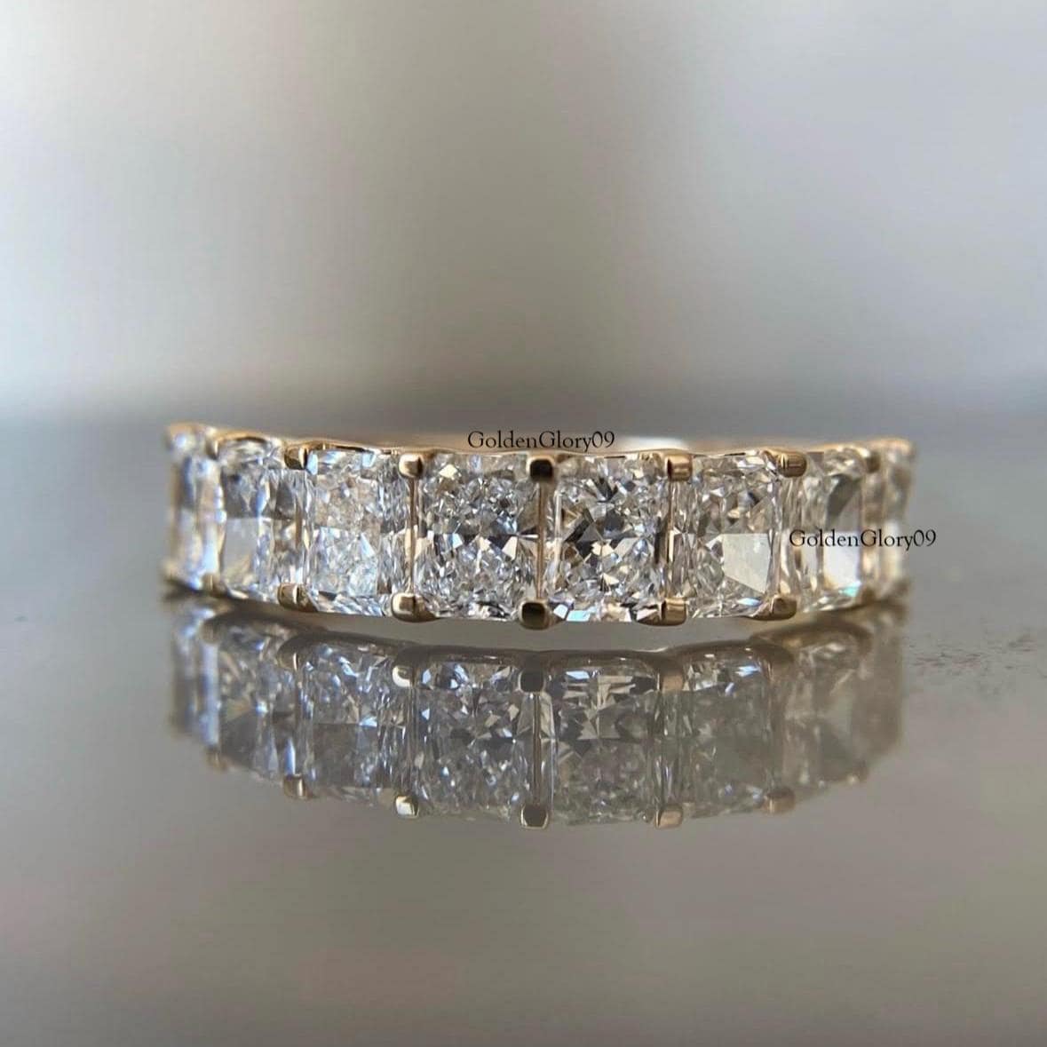 14k Radiant Cut Lab Grown Diamond Wedding Band,luxury Gift for Her - Etsy