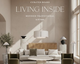Refined Transitional Living Room Design Style Kit: Mood Board & Shopping List (PDF Download)