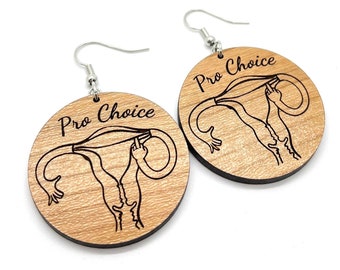 Pro Choice Earrings Jewelry Cherry Wood Gift Feminism Pro Choice Roe Women feminist women's rights Abortion Roe vs Wade