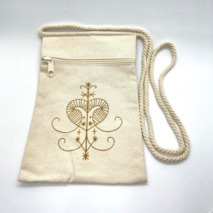 6 x 9 Erzulie Freda Printed Purse Crystal Bag Canvas Cotton Pouch Witch Witchcraft Pagan Gift New Orleans Nola Poppet Voodoo Hoodoo Veve