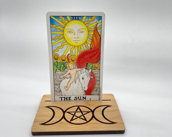 Triple Goddess Tarot Card Holder Stand Cherry Plywood Witch Witchcraft Pagan Tarot Card Reader Wicca Lunar Altar Divination