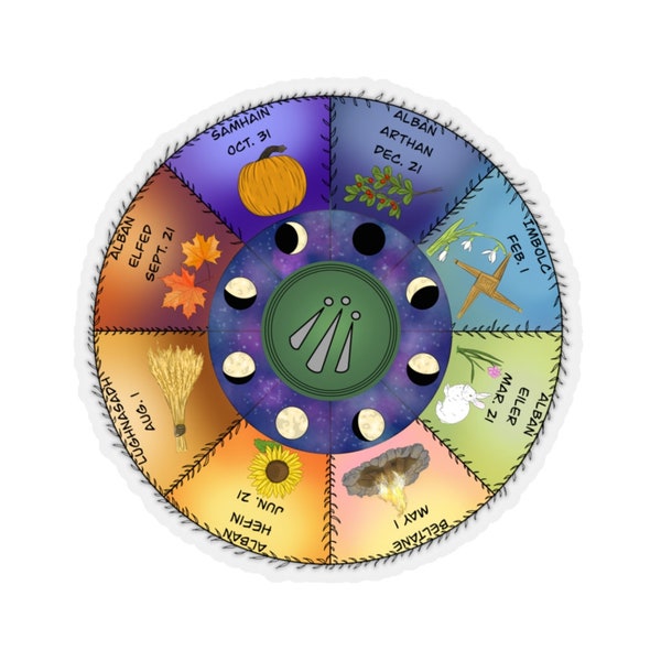 Druid Wheel of the Year Sticker Gift Awen Druidry