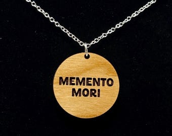Memento Mori  Charm Necklace Wood Jewelry Funny Lemony Snicket Series of Unfortunate Events Death Goth Victorian