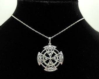 Silver Irish Celtic Knot Necklace .925 Womens and Mens Celtic Jewelry