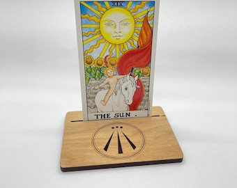 Awen Tarot Card Holder Stand Cherry Plywood Witch Witchcraft Pagan Tarot Card Reader Wicca Lunar Altar Divination
