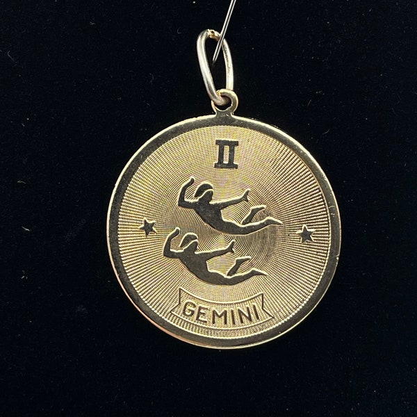 1.25” Gemini  Medallion Pendant Gold Tone Astrology Witch Witchcraft Celestial Birthday May June