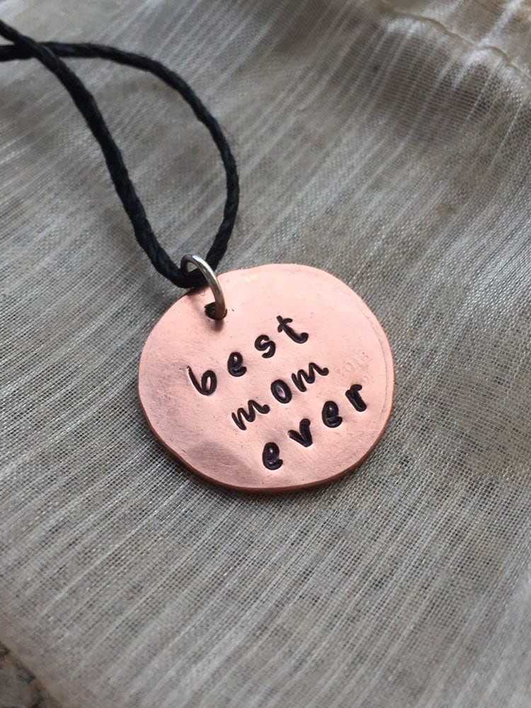 Best Mom Ever Hammered Penny Charm Necklace Copper Gift Love Etsy