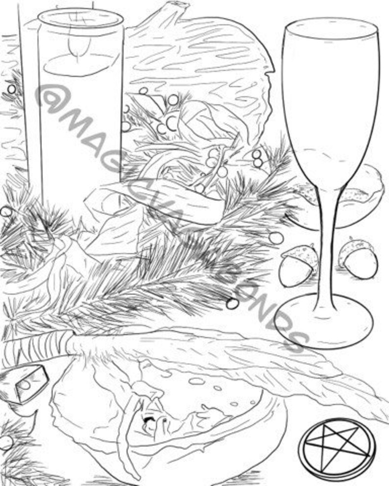 Yule Download Printable Coloring Page Downloadable Pagan - Etsy UK