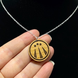 Awen Charm Necklace Wood Jewelry Art Witch Pagan Paganism Witchcraft Ireland Scotland Magick Magic Druid Druidry Gift Wicca