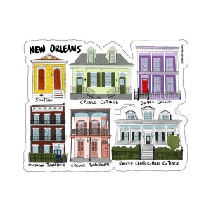 New Orleans Houses Kiss-Cut Sticker Architecture NOLA French Quarter Louisiana Mardi Gras Gift