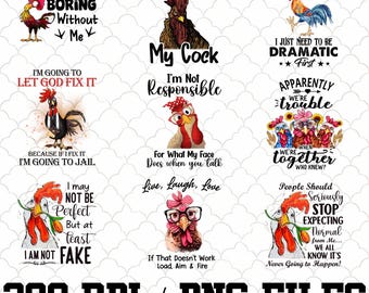 10x lustiges Huhn PNG Bundle, verrücktes Huhn, Erwachsenen Humor, Farmerleben, Hühnerliebhaber, Bundle Sublimation, digitaler Download