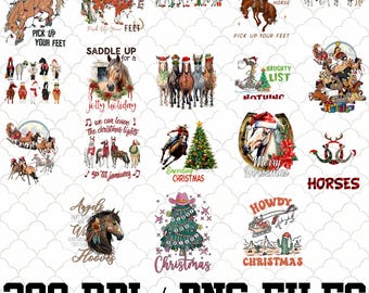 Weihnachtspferde PNG-Bundle, Western Weihnachten Png, Cowboy Weihnachten Png, Cowgirl Weihnachten Png, Pferdeliebhaber Png, Land Weihnachten Png