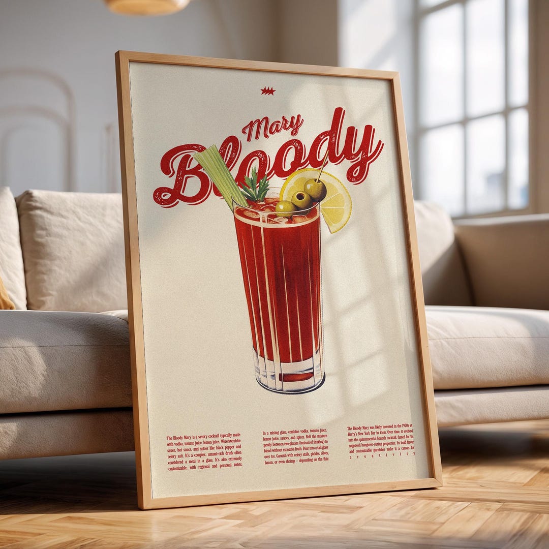 Bloody Mary Cocktail Print: Retro Bar Cart Art (digital Download) - Etsy