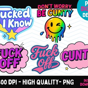 5 Offensive Sticker Graphic, Offensive and Sarcastic Quotes, Adult Humour Png, Dtf, uvdtf , T-Shirt Printable, Instant Digital Download