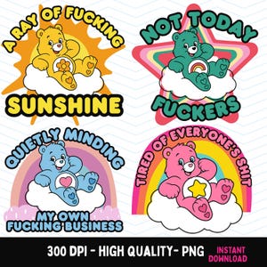 Rude Swear Bear PNG, Funny Sublimation UVDTF DTF and Print Designs, Cheeky Sweary Bear Clipart for Mugs Shirts Digital Download