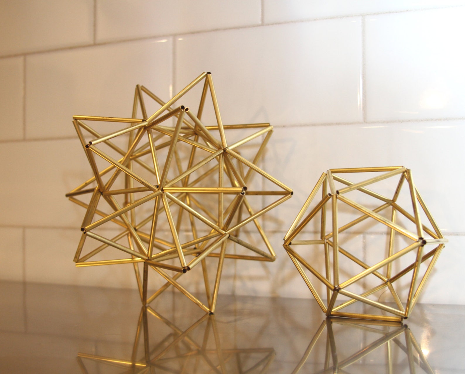 Set of 2 Brass Pollen ball mobile Scandinavian himmeli Etsy