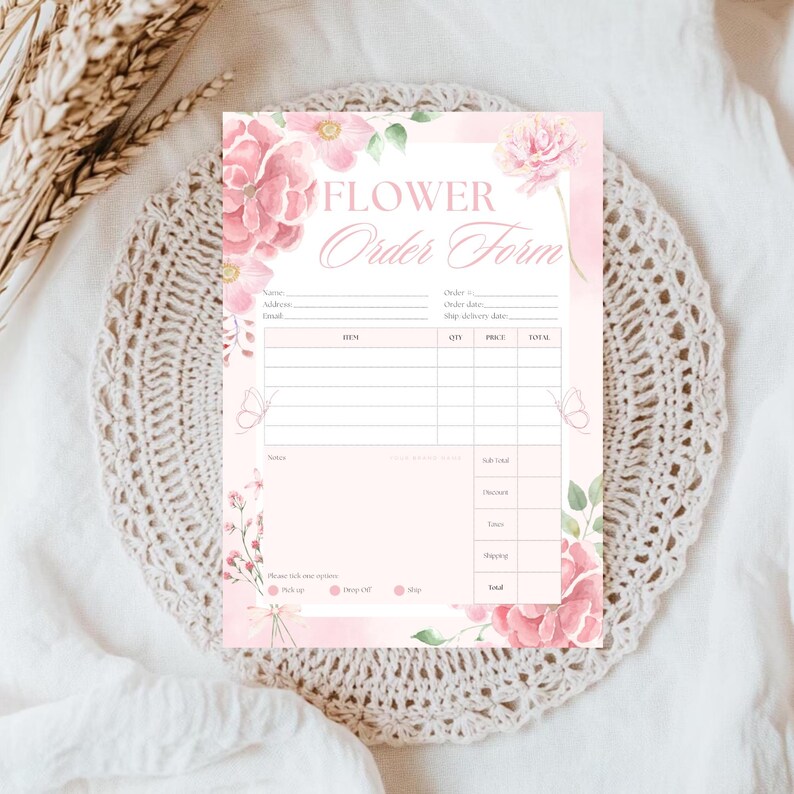Flower Order Form Template, Florist Order Sheet, Editable Canva Order ...