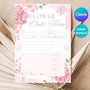 Flower Order Form Template, Florist Order Sheet, Editable Canva Order Tracker, Bouquet Customisation Form, Digital Download Business Tool