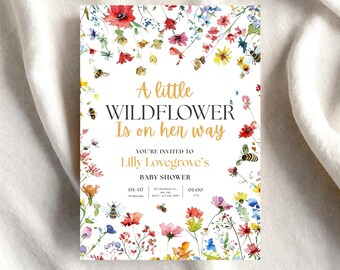 Wildflower Baby Shower Invitation Template: Editable Floral Canva Invite (5x7" PDF