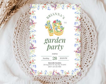 Wildflower Garden Birthday Invitation, 18th Birthday Invitation, Cocktail Party Invite: Editable Floral Canva Template (Digital Download)