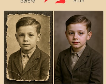 Photo Restoration & Colorization Service – Repair Torn, Faded Photos (Digital File)