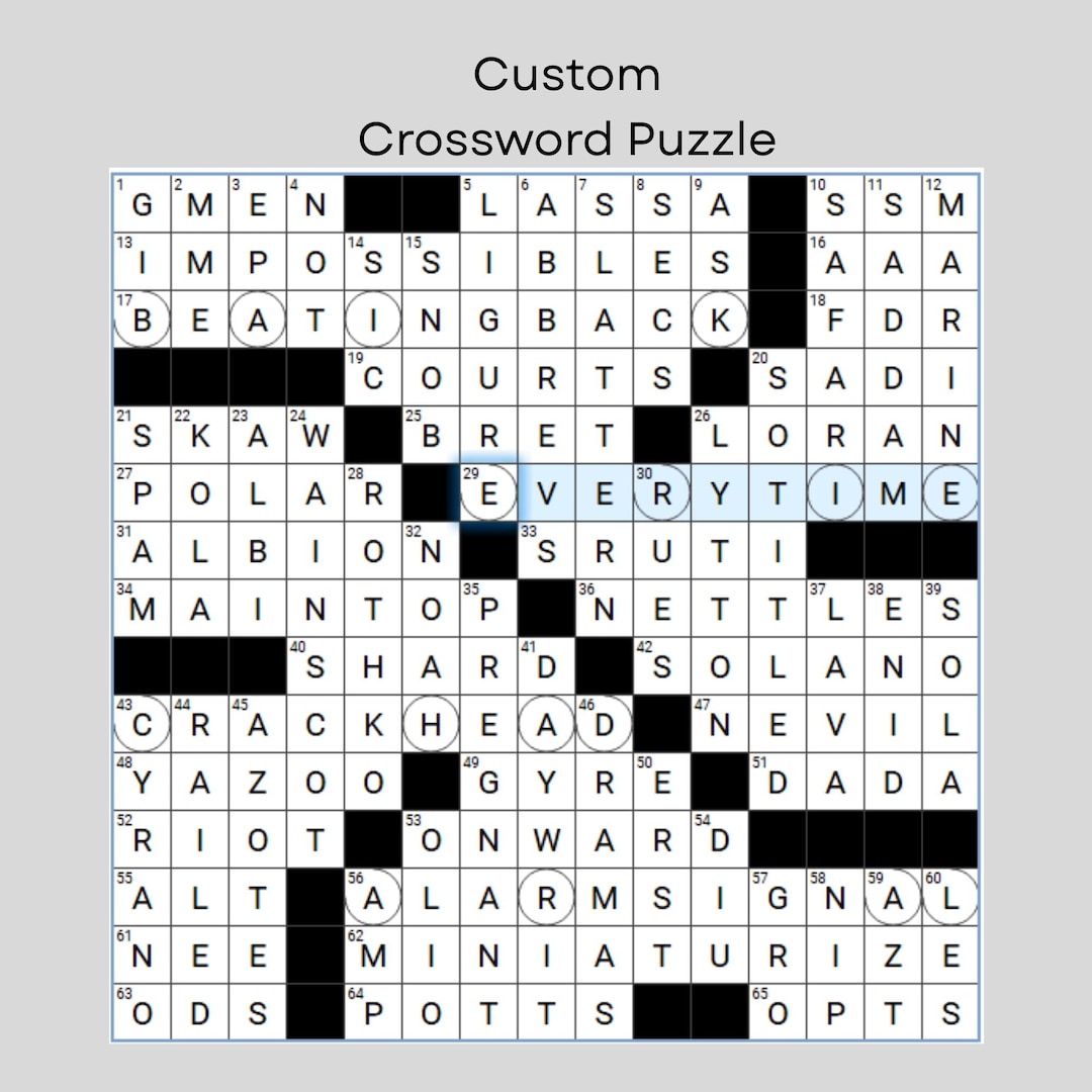 Custom Crosswords 20+ Custom Words Clues | Custom Personalized Crossword Puzzles With ...