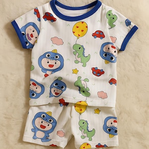Dinosaur Baby Pajama Set: Sleeveless Cotton Summer Toddler Sleepwear