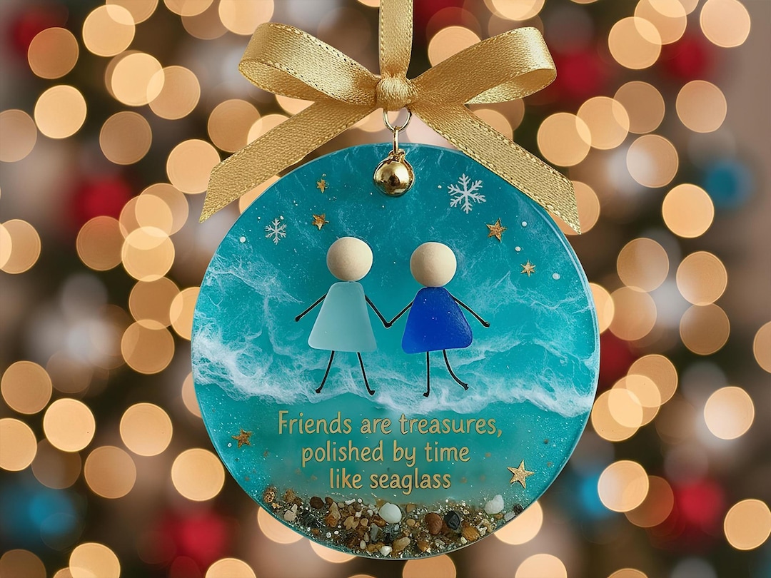 Sea Glass Friendship Ornament – Real Sea Glass Art Gift for Best Friend ...
