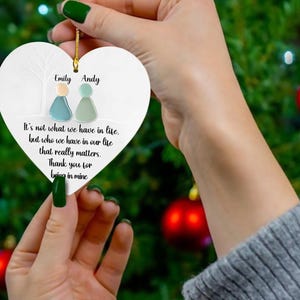 Sea Glass Friendship Ornament – Best Friend Gift, Friends Like Stars Keepsake, Heart Ornament, Ocean Art Decor, Christmas 2025 Gift