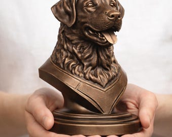 Busto de Labrador Retriever en STL y 3MF | Escultura de perro para impresión 3D | Estatua de Labrador | Memorial imprimible para mascotas | Decoración del hogar