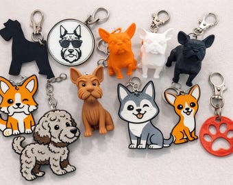 Pack de llaveros STL de perro: 15 adorables diseños de cachorros para impresión 3D