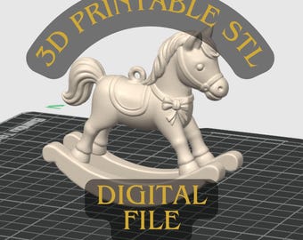 Set de adornos navideños clásicos de caballito balancín (3 tamaños) – Juguete para árbol de Navidad imprimible en 3D, decoración navideña de LizzyARTshopStudio