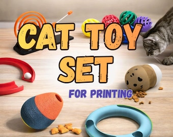 Paquete de juguetes interactivos para gatos (STL) | Bolas dispensadoras de premios y pistas rodantes | Juguetes para gatos impresos en 3D | Juguetes de enriquecimiento para gatos